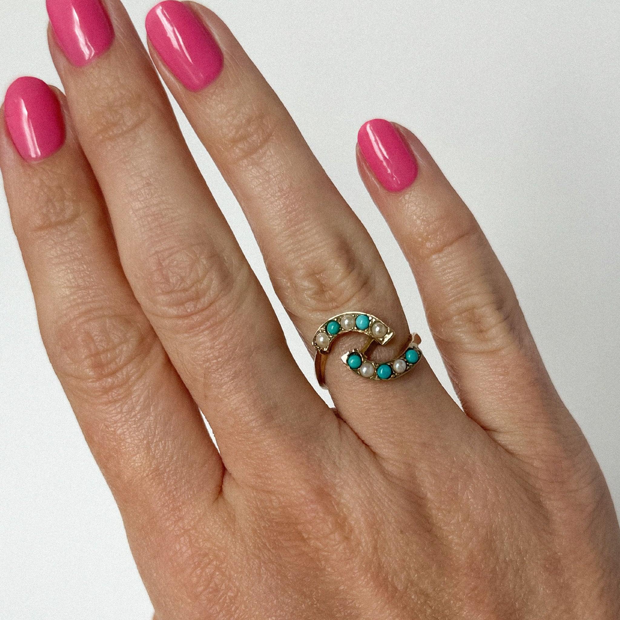 Unique vintage turquoise ring gold 