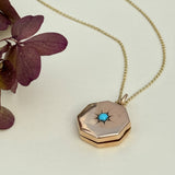 Antique 10ct Gold Turquoise Star-Set Locket.