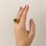 Vintage Ruby Floral Statement Ring, 9ct Gold