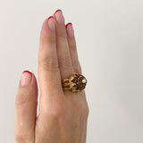 Vintage Garnet And Pearl Cocktail Ring, 9ct Gold
