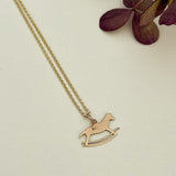 Vintage 9ct Gold Enamel Rocking Horse Charm