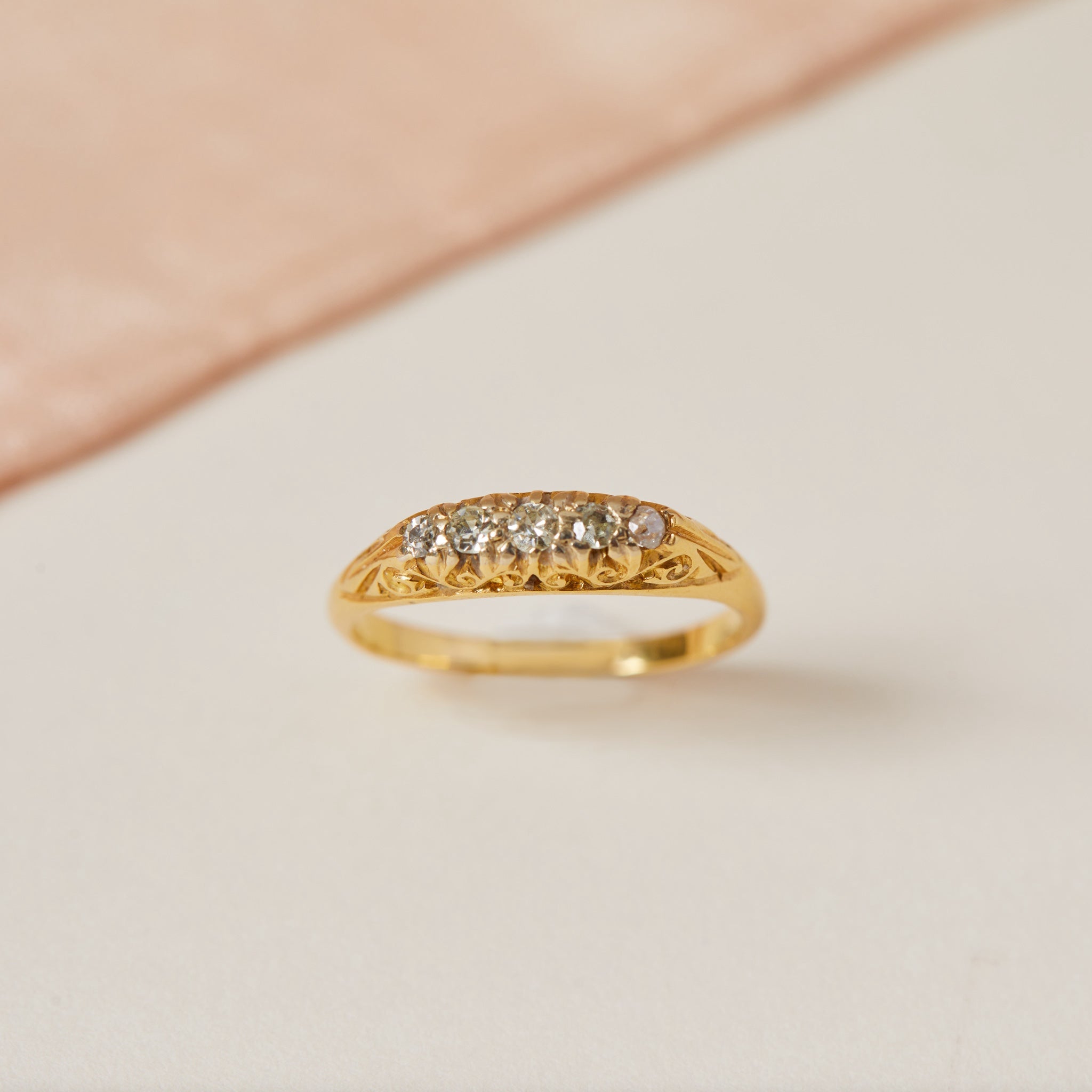 Vintage diamond boat ring 