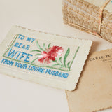 Embroidered silk 'loving husband' vintage Postcard