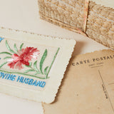 Embroidered silk 'loving husband' vintage Postcard