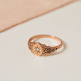 vintage rose gold diamond signet ring 