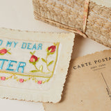 Embroidered Silk 'Sister' Vintage Postcard