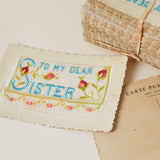 Embroidered Silk 'Sister' Vintage Postcard