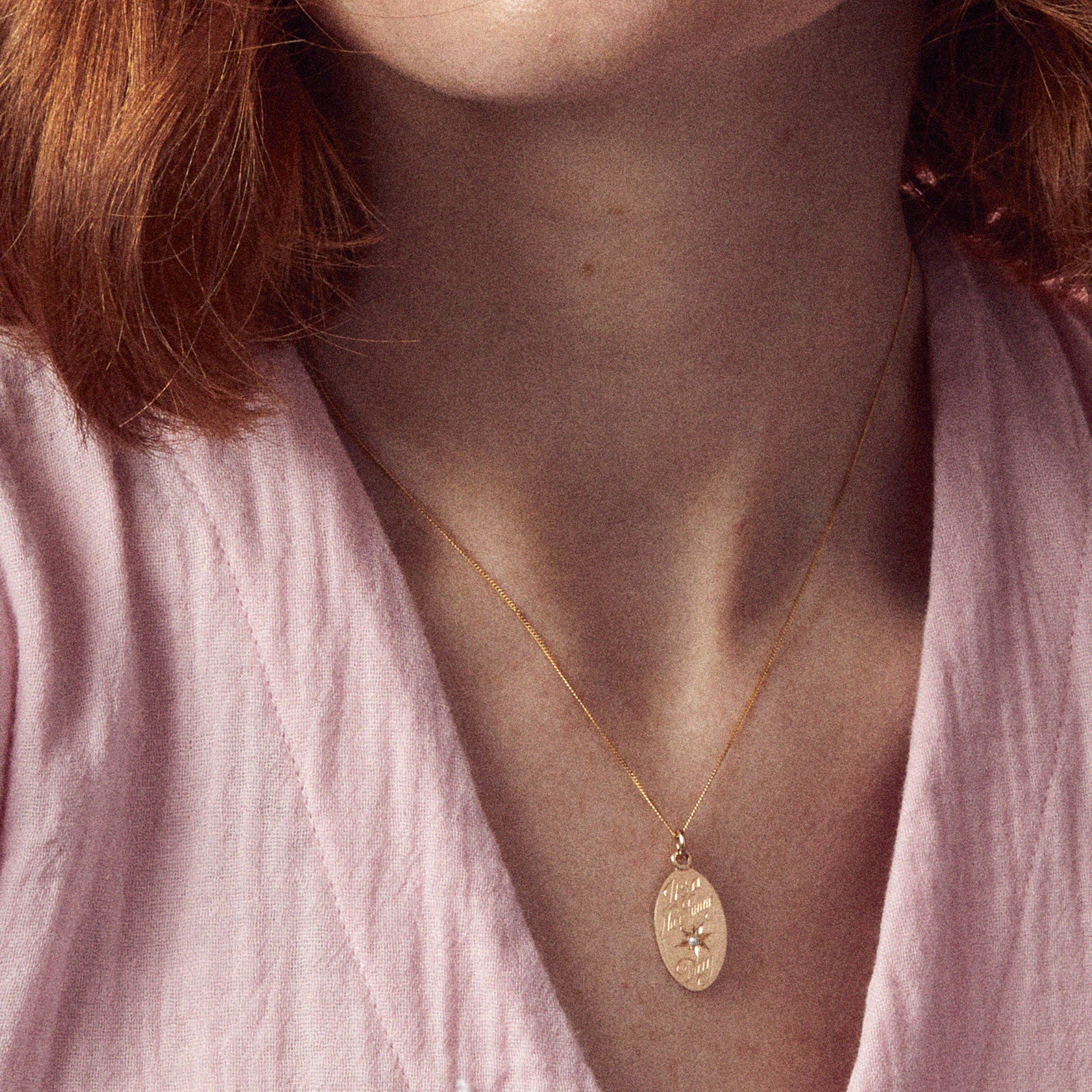 Treasured engraved solid gold pendant 